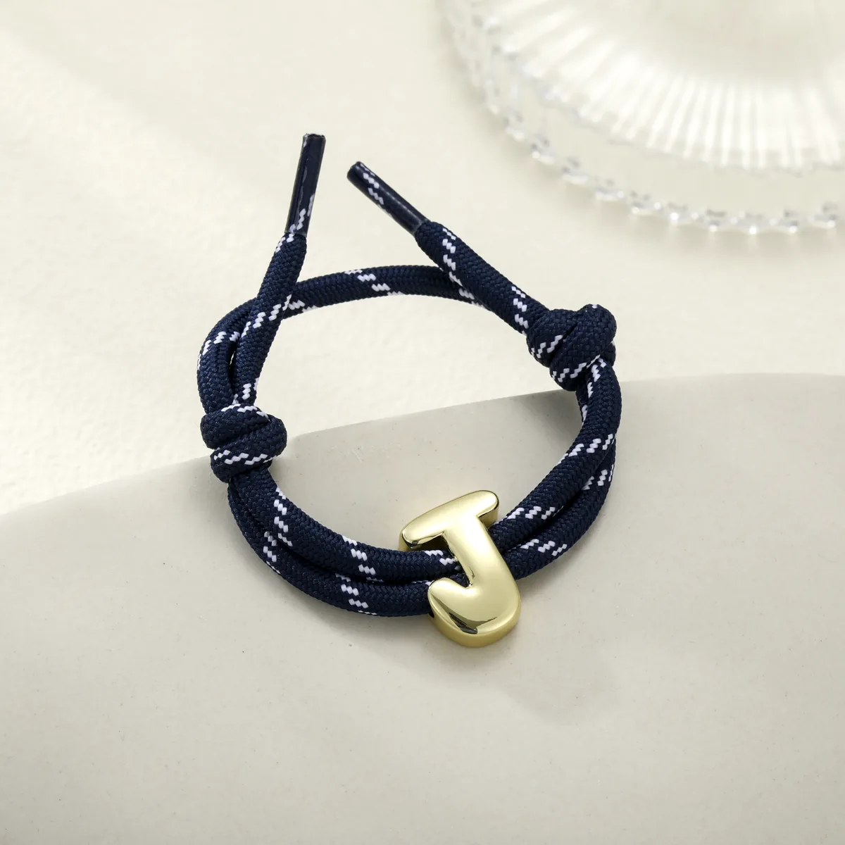 Letter J Cord Bracelet — view 1