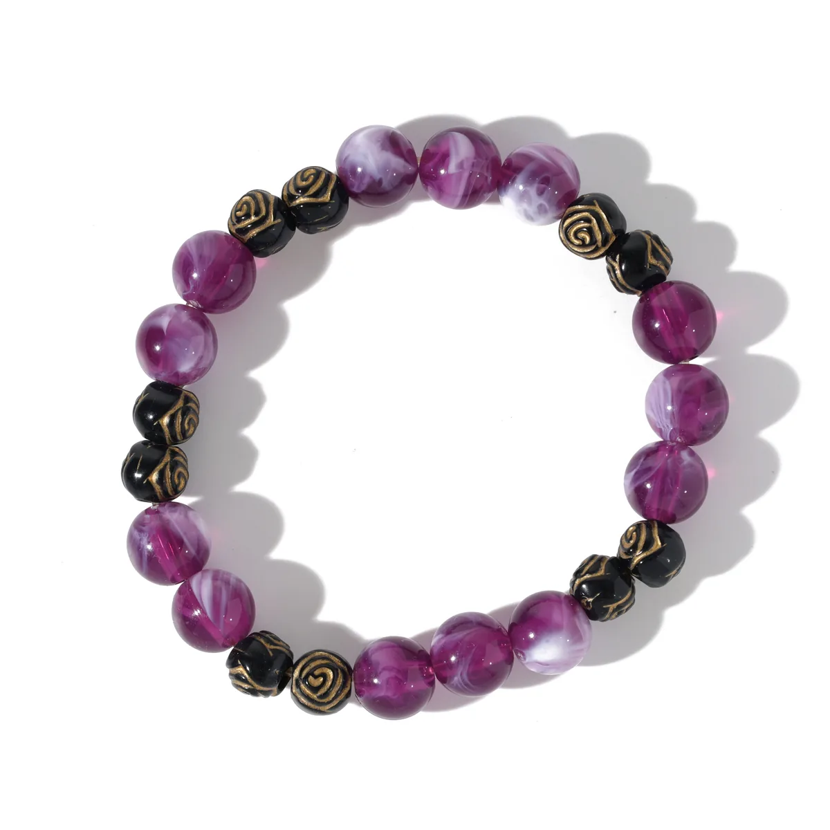 Purple Rose Bead Bracelet — view 1