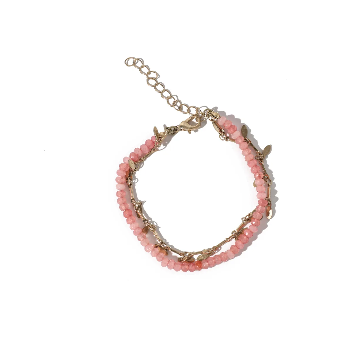 Pink Double Strand Bead Bracelet — view 1
