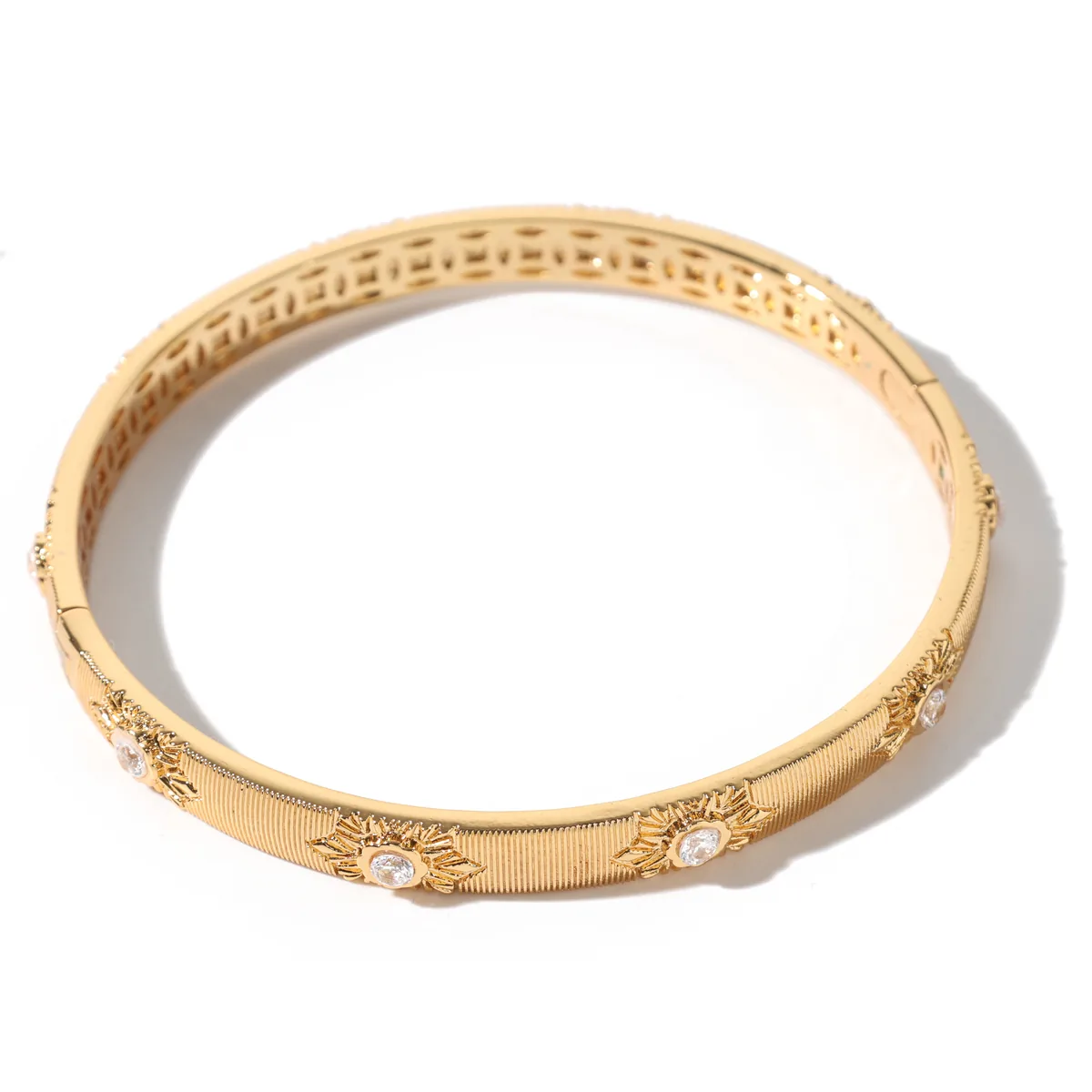 Floral Engraved Hinged Bangle — view 1