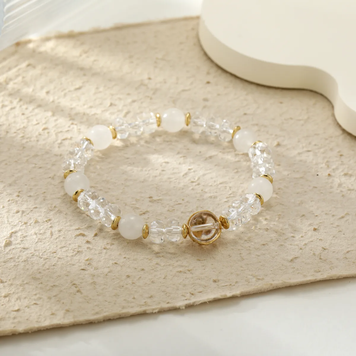 Toggle Ring Clear Bead Bracelet — view 1