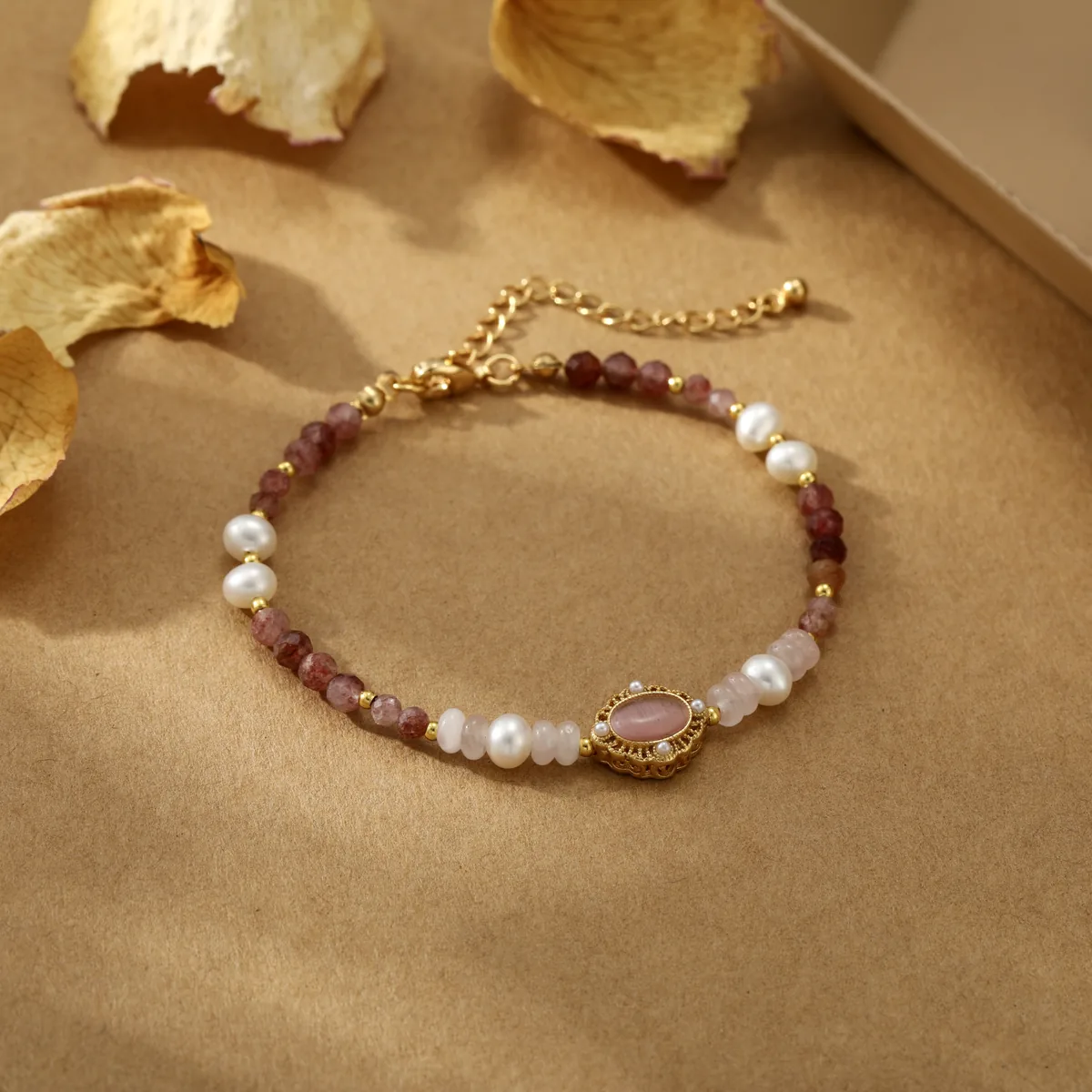 Oval Frame Purple Bead Bracelet — view 1