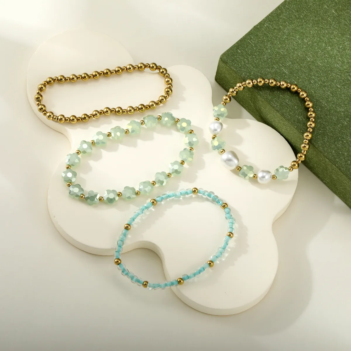 Mint Layered Bead Bracelet Set — view 1