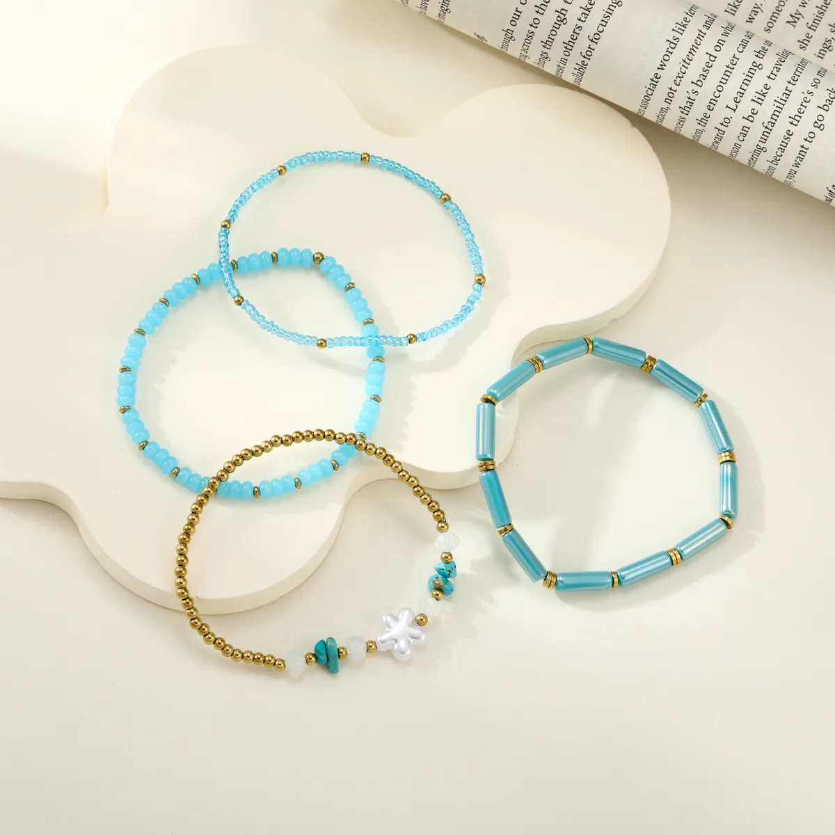 Aqua Tube Bead Bracelet Set — view 1