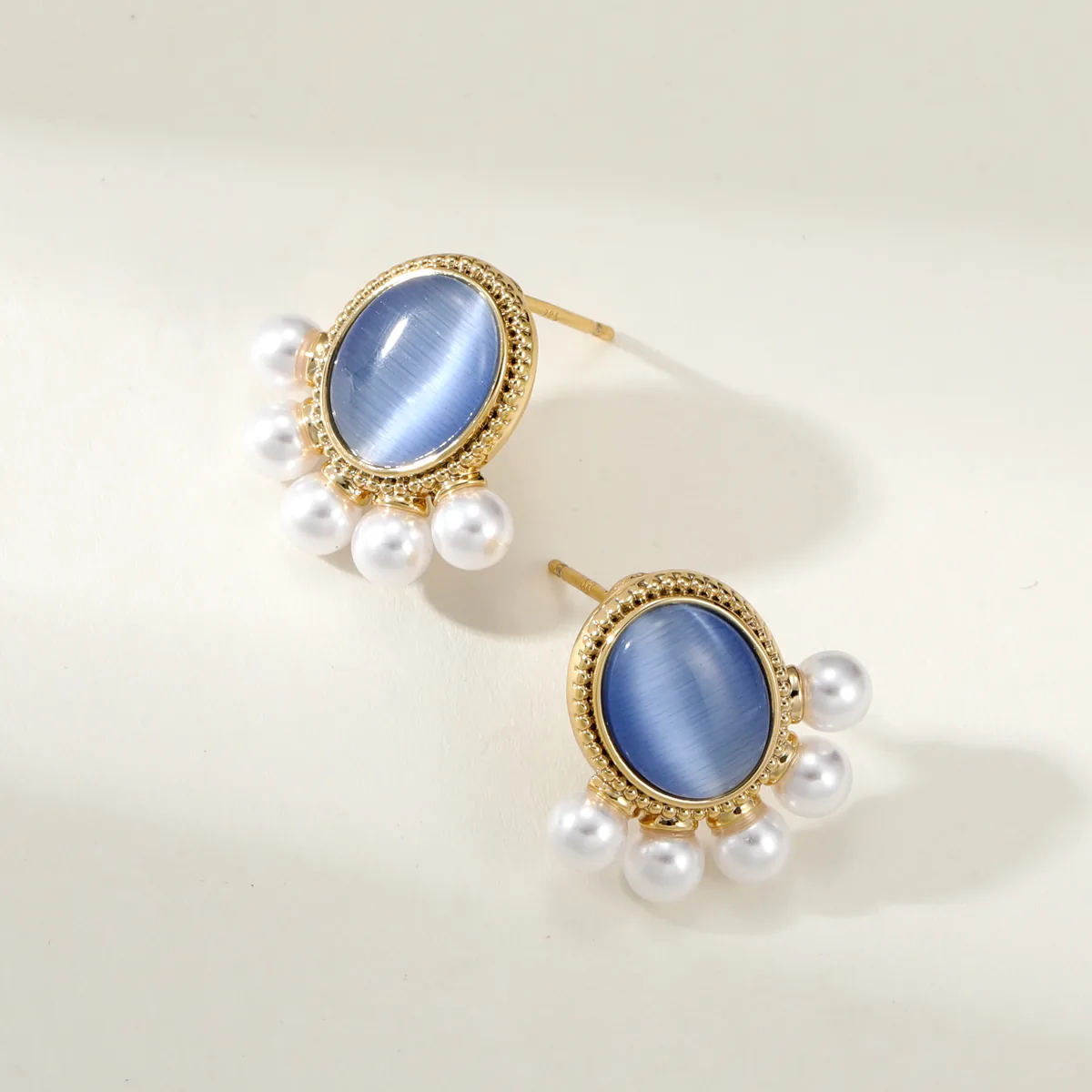 Oval Bead Fringe Stud Earrings — view 1