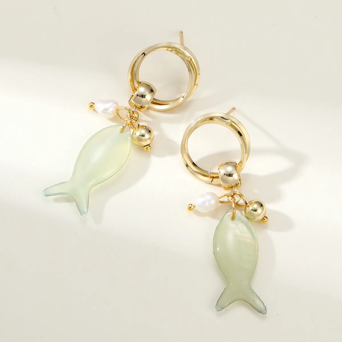 Fish Charm Hoop Earrings — view 1