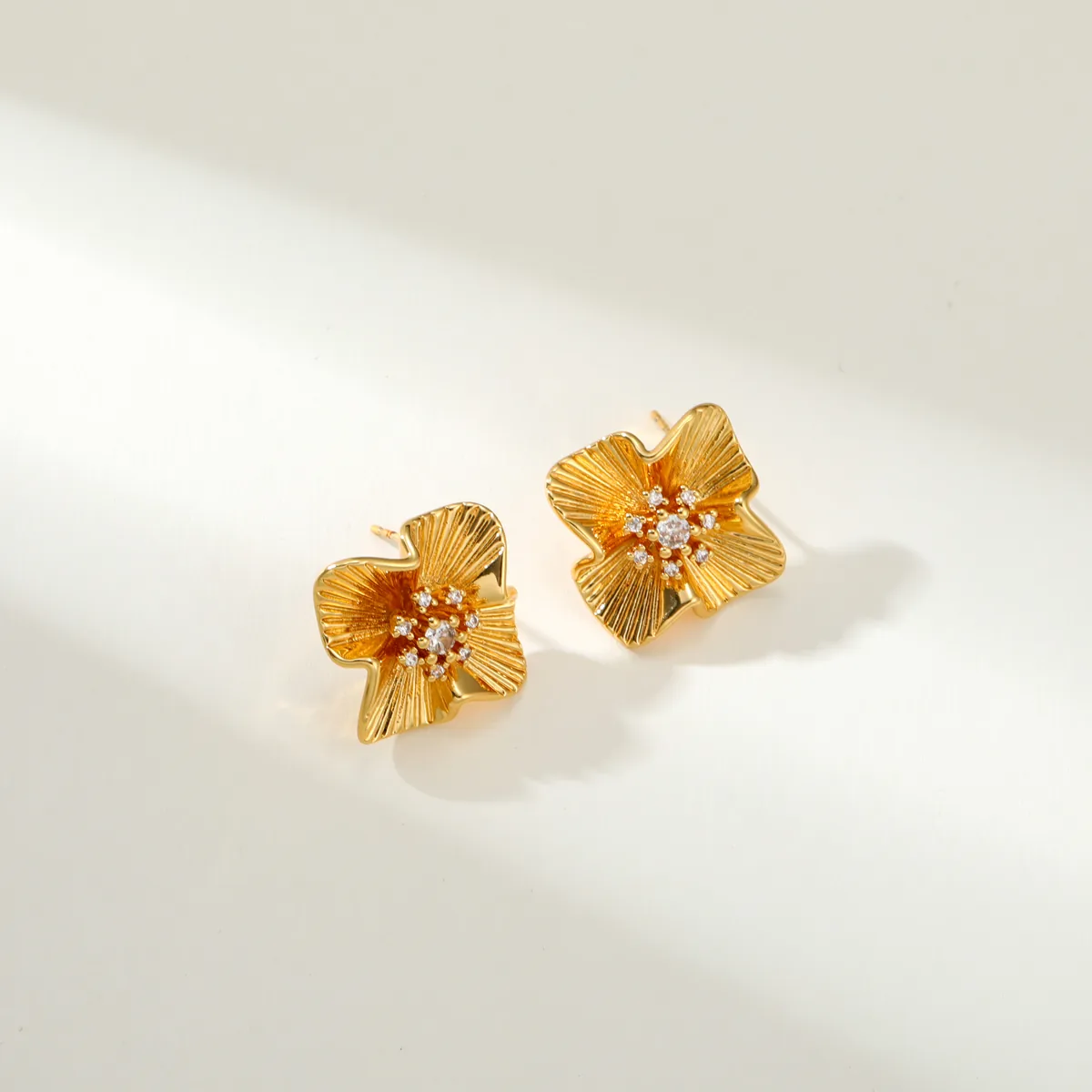 Fan Flower Stud Earrings — view 1