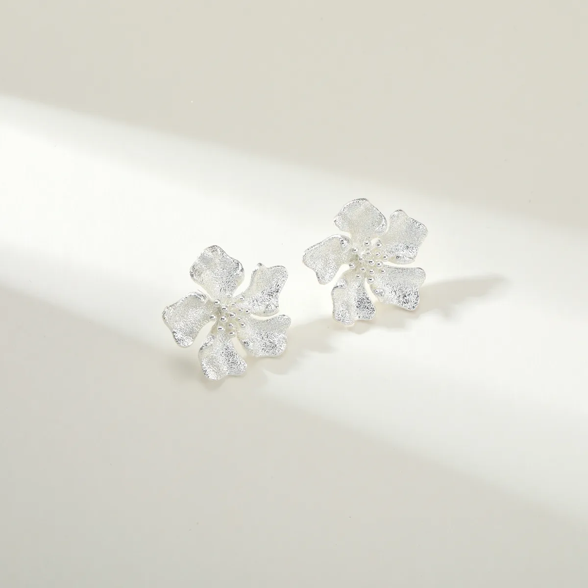 Clear Flower Stud Earrings — view 1
