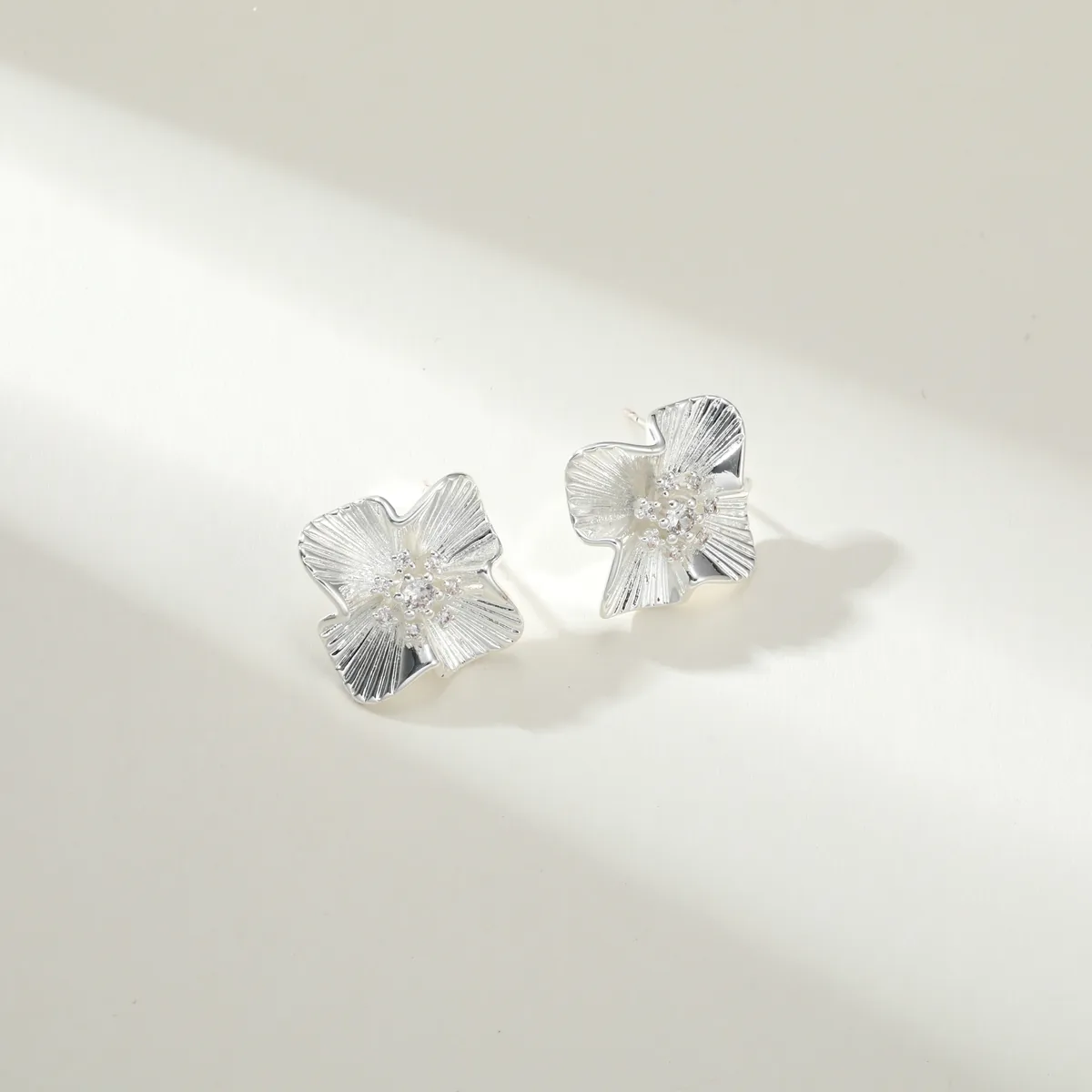 Textured Flower Stud Earrings — view 1
