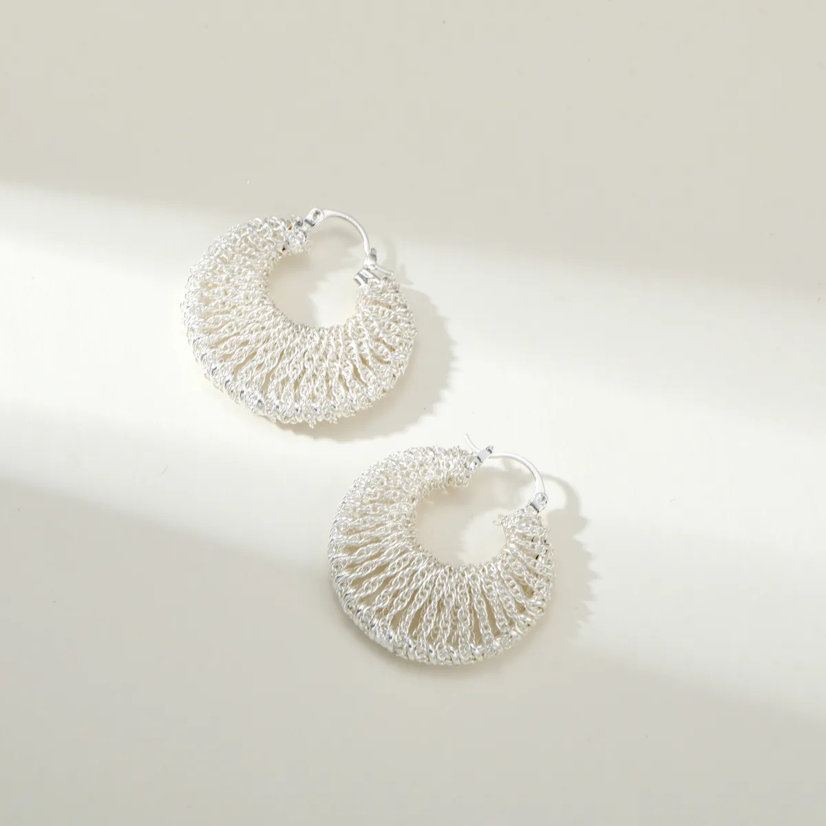 Woven Fringe Hoop Earrings — view 1