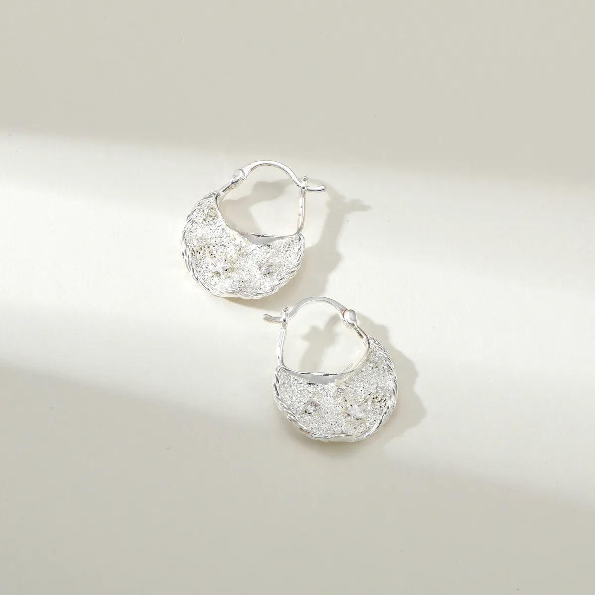 Lattice Disc Hoop Earrings — view 1