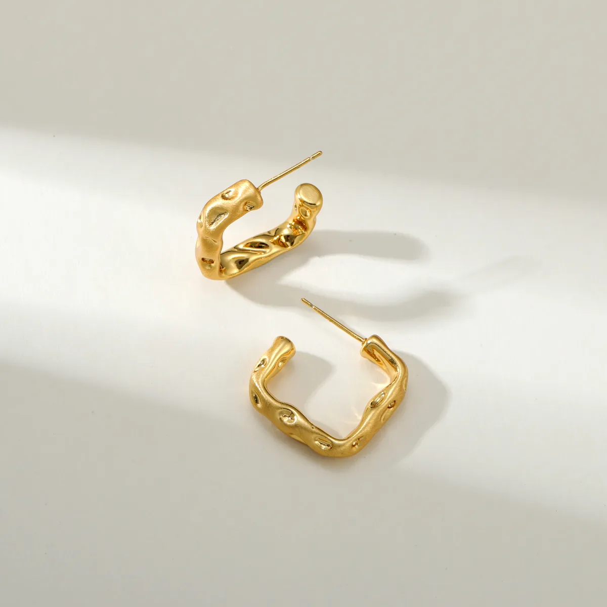 Hammered Square Hoop Earrings — view 1