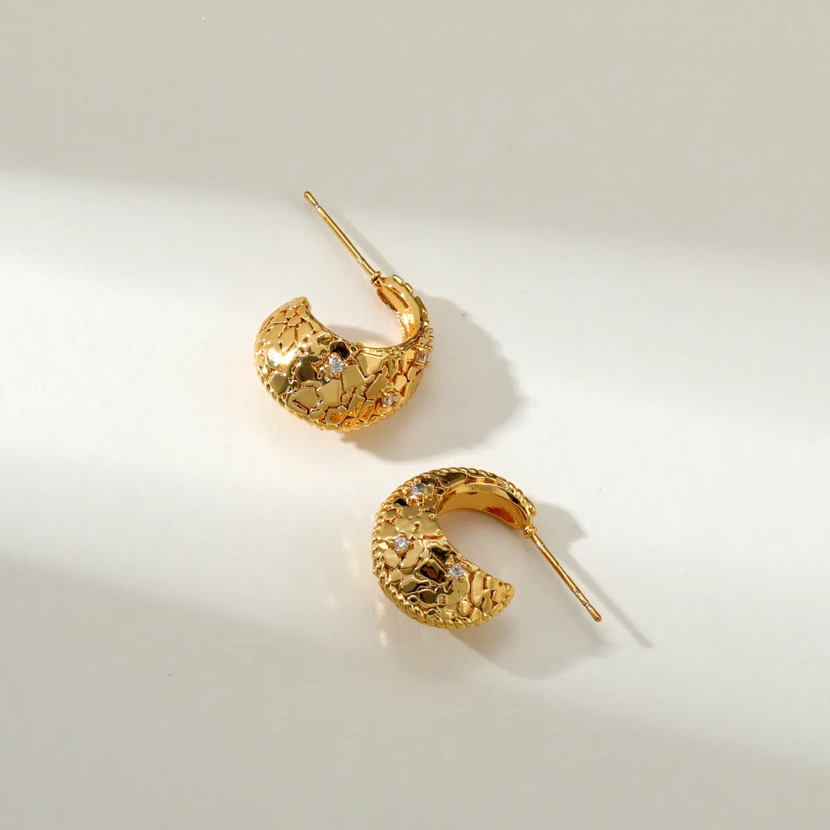 Textured Wide Hoop Earrings — view 1