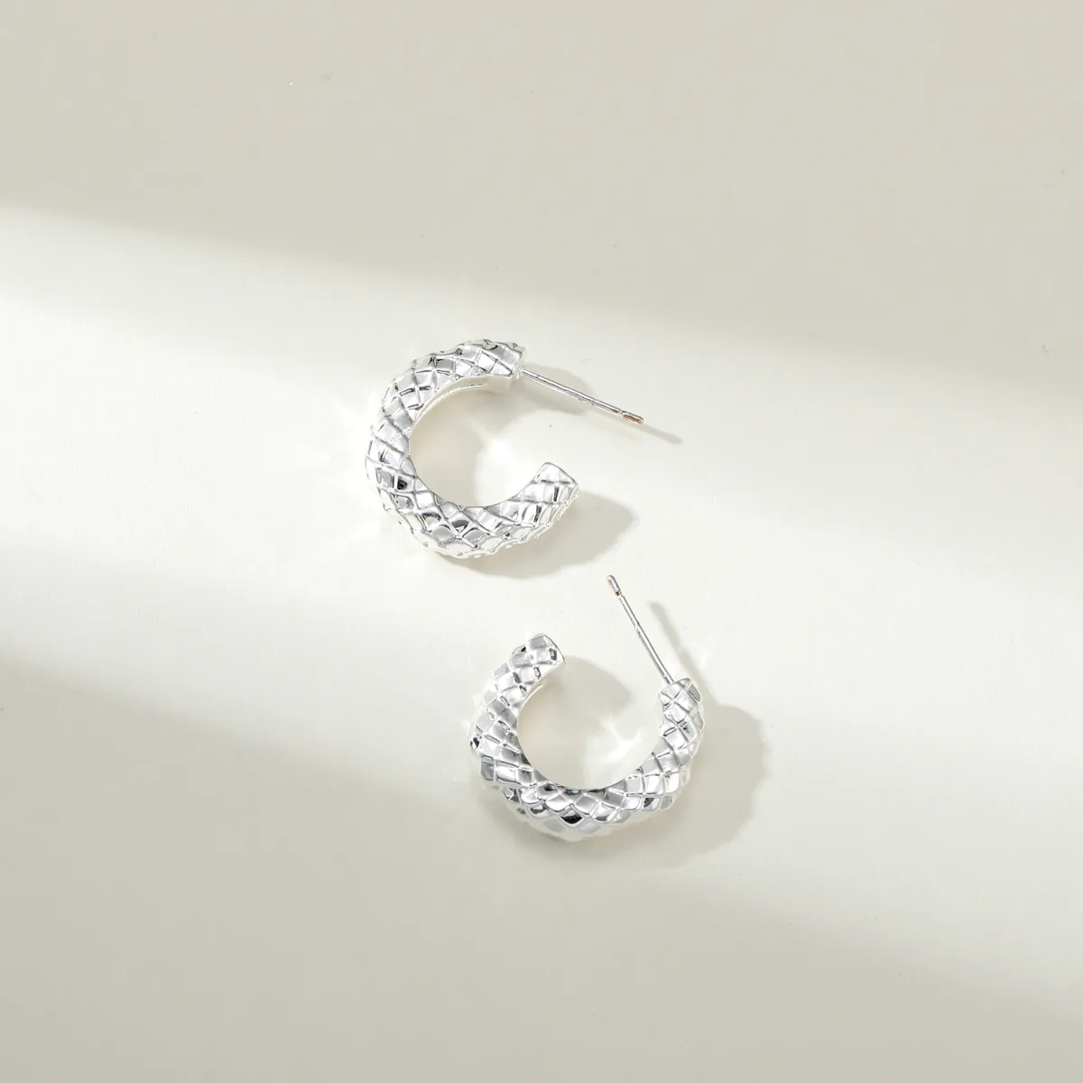 Hammered Mini Hoop Earrings — view 1