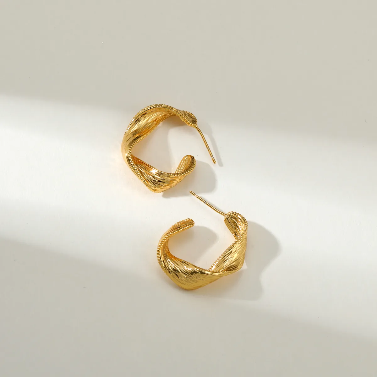 Twisted Textured Hoop Earrings — view 1