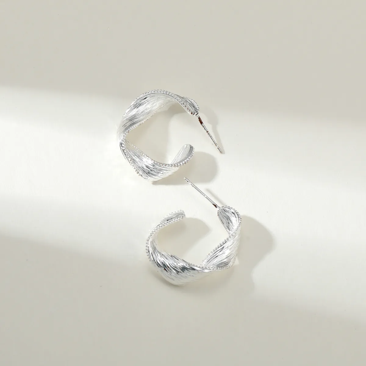 Twisted Textured Hoop Earrings — view 1