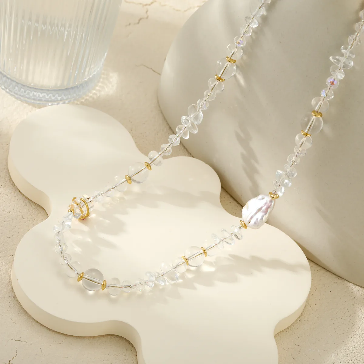 Clear Star Bead Necklace — view 1