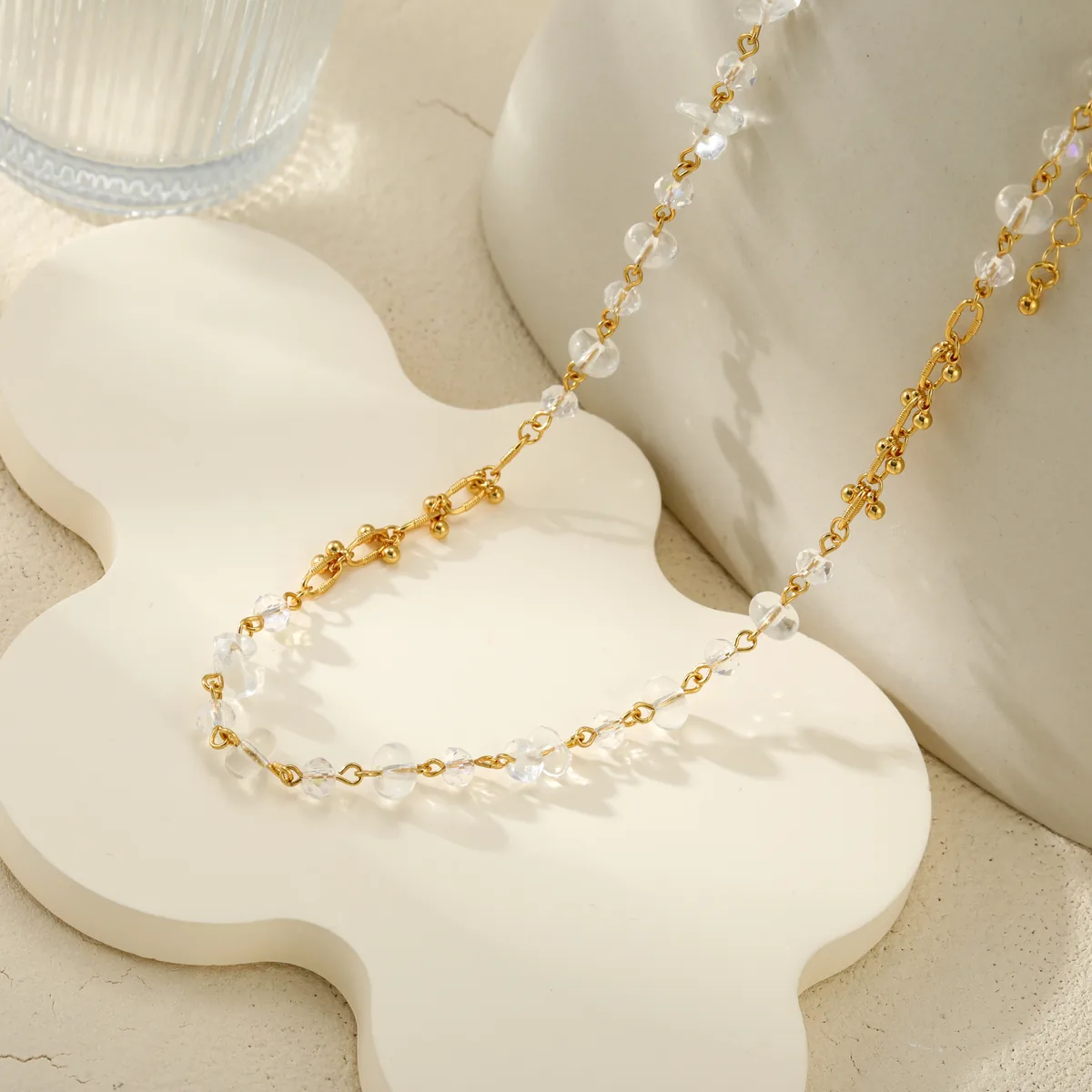 Clear Bead Station Necklace — view 1