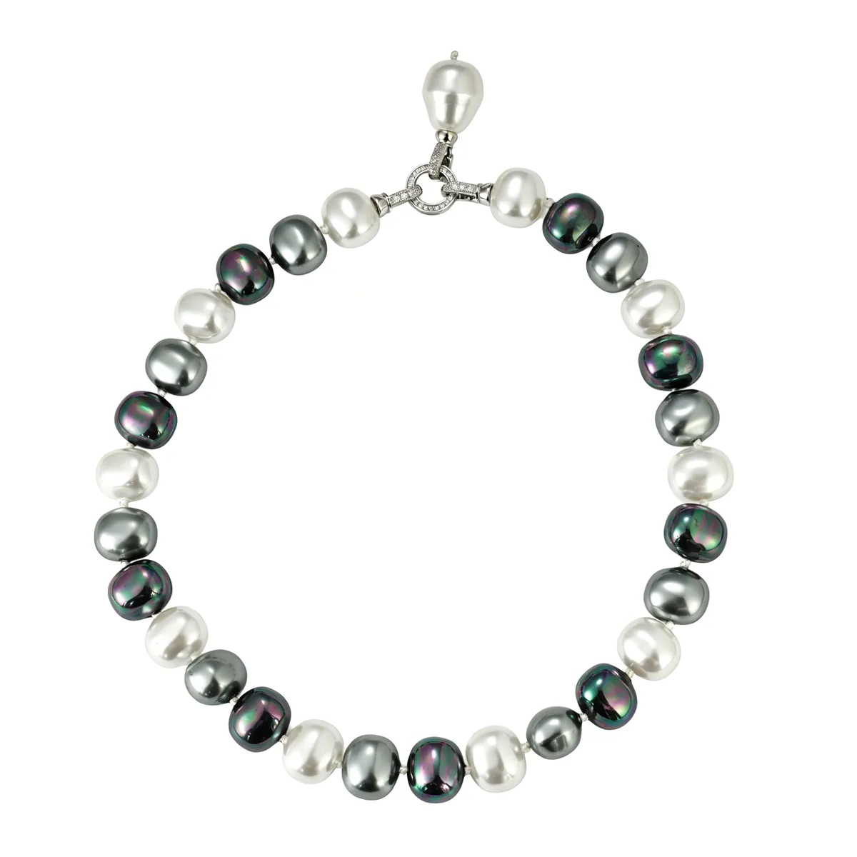 Black White Round Bead Necklace — view 1