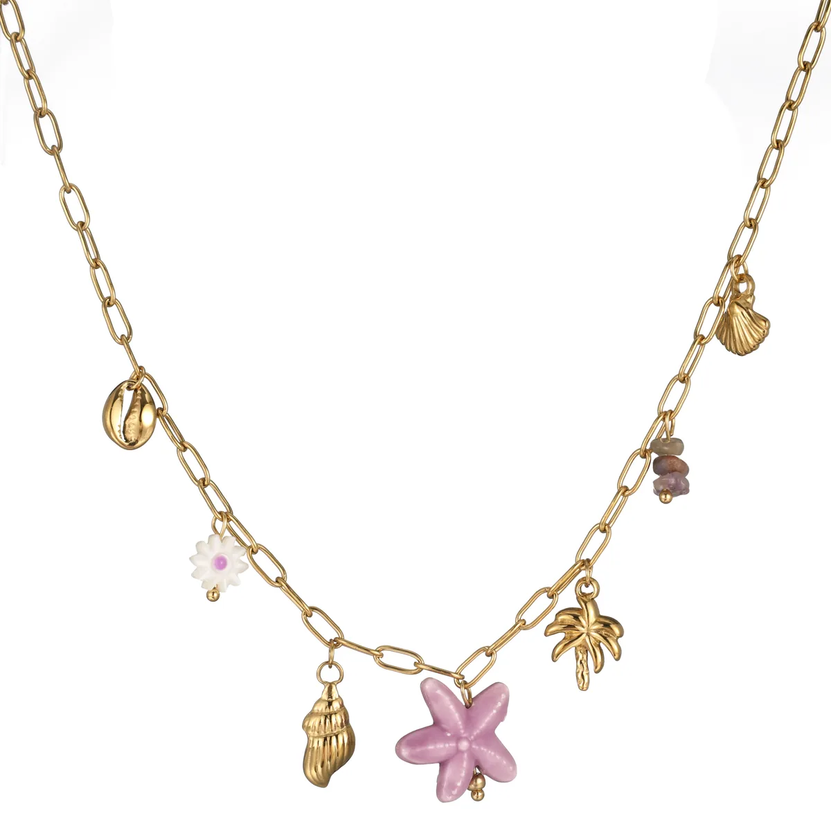 Butterfly and Leaf Charm Necklace — view 1