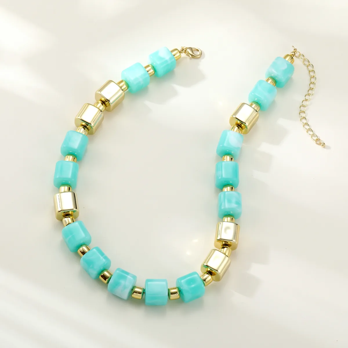 Aqua Cube Bead Necklace — view 1