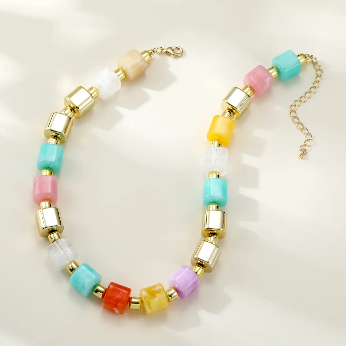 Multicolor Cube Bead Necklace — view 1