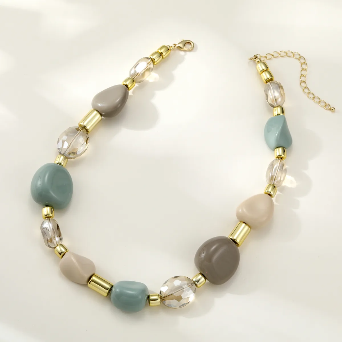 Blue Gray Mixed Bead Necklace — view 1